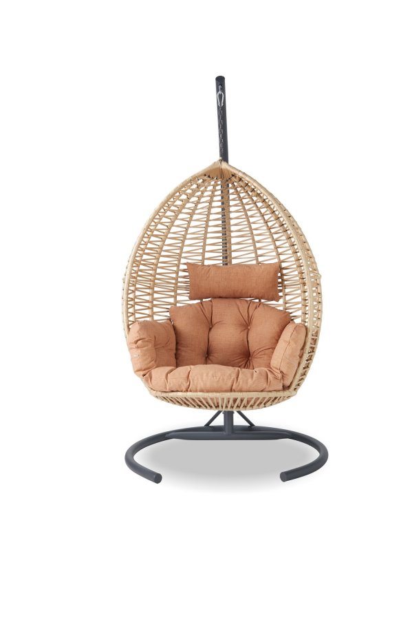 NORDVÄRK Saka 1 utendrs hengestol, m. puter - beige og svart metall