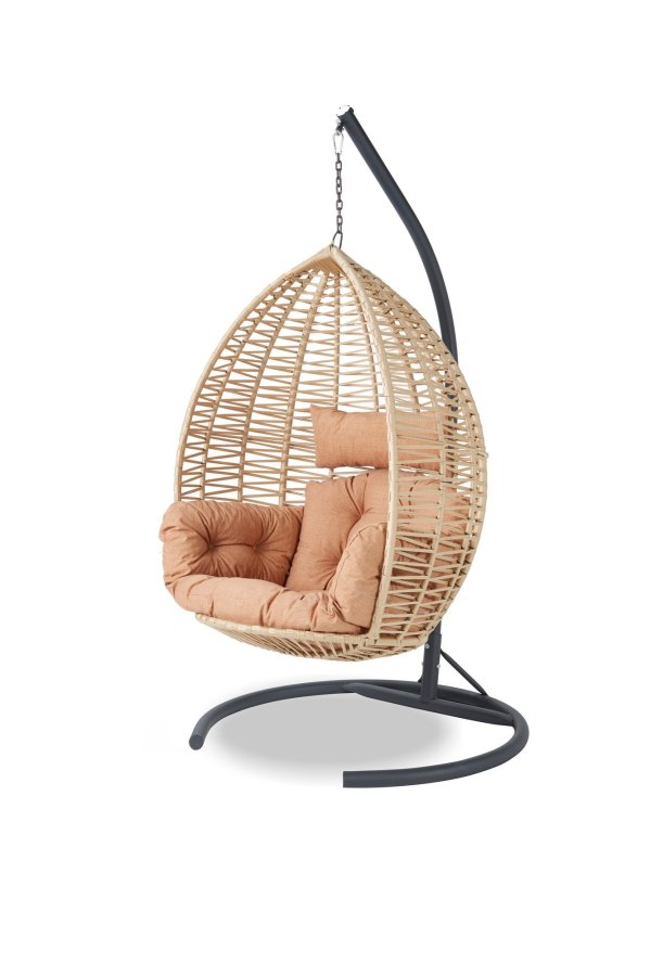 NORDVÄRK Saka 1 utendrs hengestol, m. puter - beige og svart metall