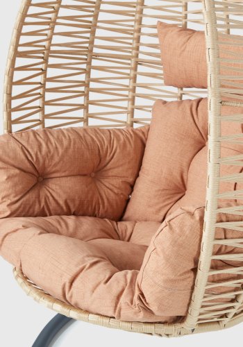 NORDVÄRK Saka 1 utendrs hengestol, m. puter - beige og svart metall