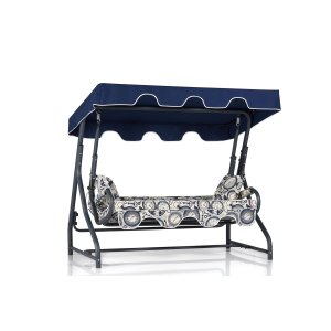 NORDVÄRK Olea 6 udendrs triple hngesofa - multifarvet polyester stof og aluminium