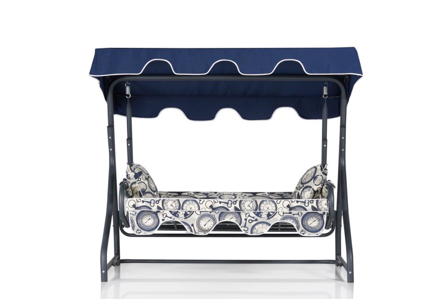 NORDVRK Olea 6 utendrs trippelhengende sofa - flerfarget polyesterstoff og aluminium