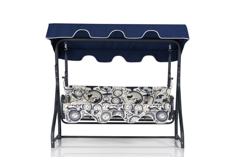 NORDVRK Olea 6 utendrs trippelhengende sofa - flerfarget polyesterstoff og aluminium