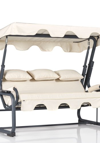 NORDVRK Vitis 3 utendrs trippelhengesofa - flerfarget polyesterstoff og metall