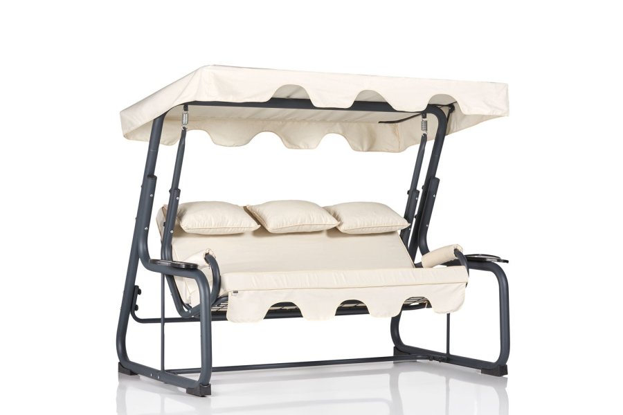 NORDVRK Vitis 3 utendrs trippelhengesofa - flerfarget polyesterstoff og metall