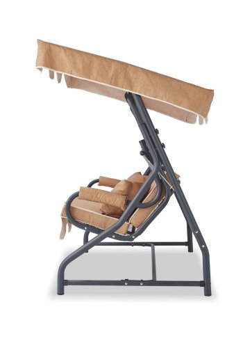 NORDVRK Olea utendrs trippelhengende sofa - beige polyesterstoff og metall