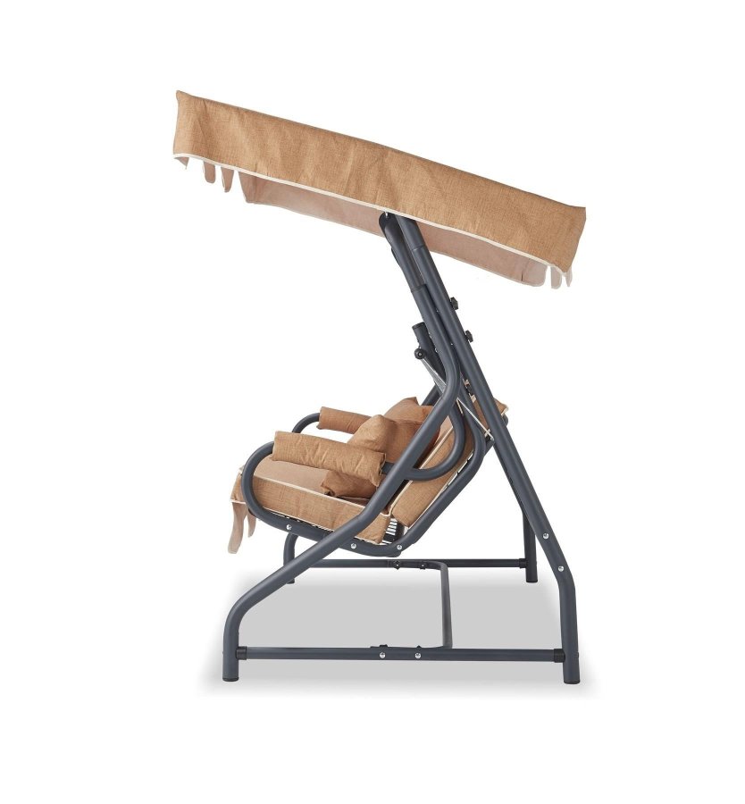 NORDVRK Olea utendrs trippelhengende sofa - beige polyesterstoff og metall