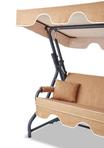 NORDVRK Olea utendrs trippelhengende sofa - beige polyesterstoff og metall