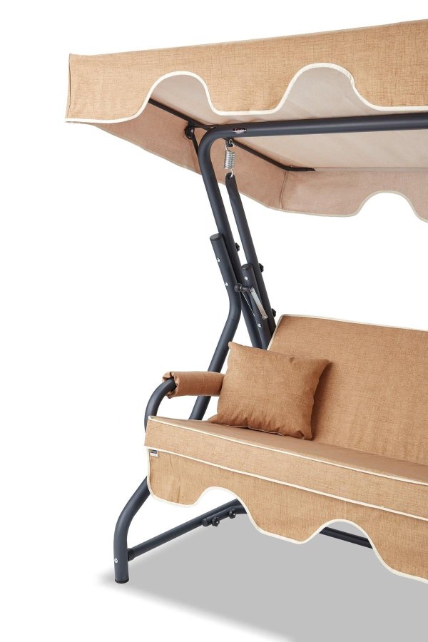 NORDVRK Olea utendrs trippelhengende sofa - beige polyesterstoff og metall