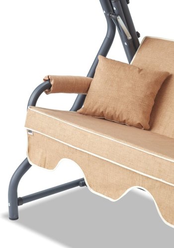 NORDVRK Olea utendrs trippelhengende sofa - beige polyesterstoff og metall