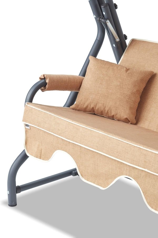 NORDVRK Olea utendrs trippelhengende sofa - beige polyesterstoff og metall