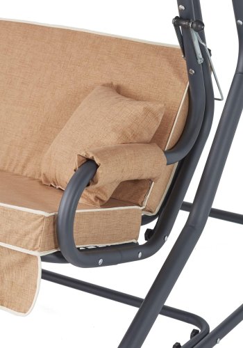 NORDVRK Olea utendrs trippelhengende sofa - beige polyesterstoff og metall