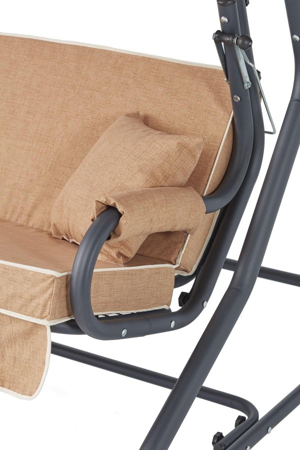 NORDVRK Olea utendrs trippelhengende sofa - beige polyesterstoff og metall