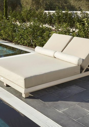 NORDVRK Hera utendrs dobbel solseng, m. beige pute - beige aluminium (212x150)