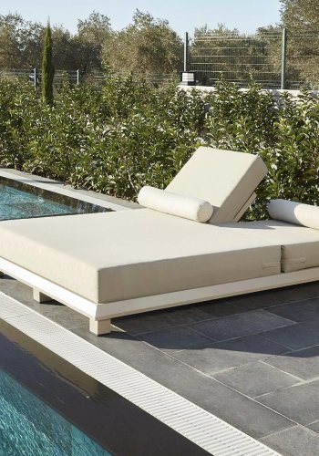 NORDVRK Hera utendrs dobbel solseng, m. beige pute - beige aluminium (212x150)