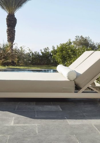 NORDVRK Hera utendrs dobbel solseng, m. beige pute - beige aluminium (212x150)