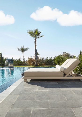 NORDVRK Hera utendrs dobbel solseng, m. beige pute - beige aluminium (212x150)