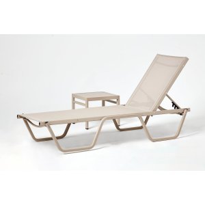 NORDVÄRK Asos udendrs solseng og sidebord - beige vinylbelagt polyester og aluminium (st med 2)