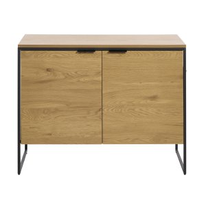 UNIQUE FURNITURE sk�nk, m. 2 l�ger og 2 hylder - natur egemelamin papir og sort jern (B:105)