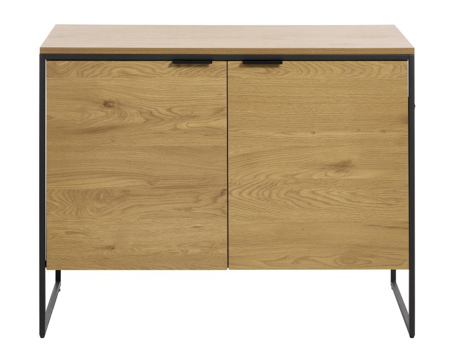 UNIQUE FURNITURE sk�nk, m. 2 l�ger og 2 hylder - natur egemelamin papir og sort jern (B:105)