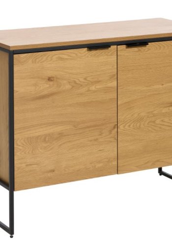 UNIQUE FURNITURE sk�nk, m. 2 l�ger og 2 hylder - natur egemelamin papir og sort jern (B:105)