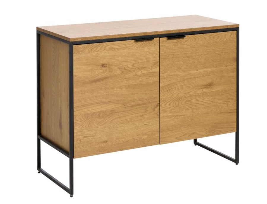 UNIQUE FURNITURE sk�nk, m. 2 l�ger og 2 hylder - natur egemelamin papir og sort jern (B:105)