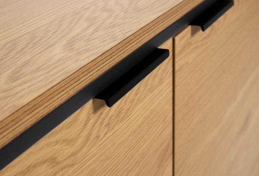 UNIQUE FURNITURE sk�nk, m. 2 l�ger og 2 hylder - natur egemelamin papir og sort jern (B:105)