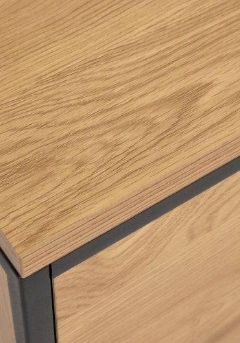 UNIQUE FURNITURE sk�nk, m. 2 l�ger og 2 hylder - natur egemelamin papir og sort jern (B:105)