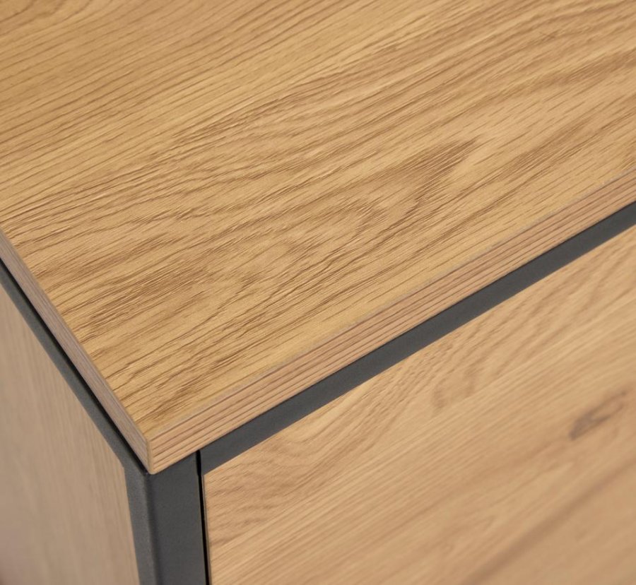 UNIQUE FURNITURE sk�nk, m. 2 l�ger og 2 hylder - natur egemelamin papir og sort jern (B:105)