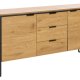 UNIQUE FURNITURE sk�nk, m. 2 l�ger, 2 hylder, 2 skuffer - natur egemelamin papir, sort jern (B:155)