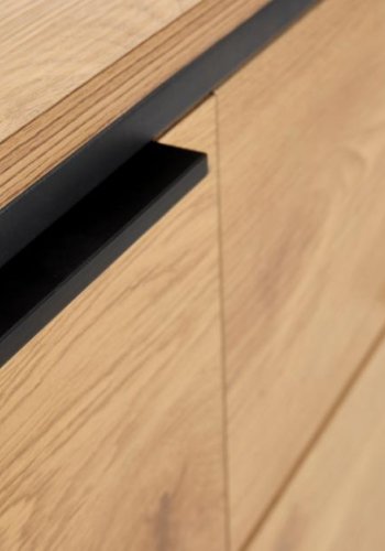 UNIQUE FURNITURE sk�nk, m. 2 l�ger, 2 hylder, 2 skuffer - natur egemelamin papir, sort jern (B:155)