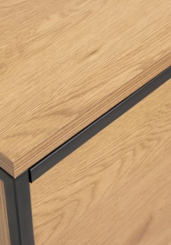 UNIQUE FURNITURE sk�nk, m. 2 l�ger, 2 hylder, 2 skuffer - natur egemelamin papir, sort jern (B:155)