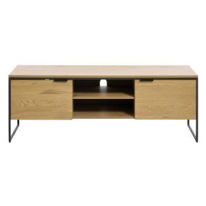 UNIQUE FURNITURE TV-bord, m. 2 l�ger og 1 hylde - natur egemelamin papir og sort jern (155x45)