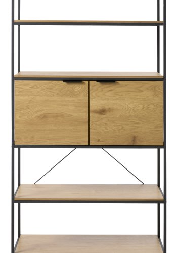 UNIQUE FURNITURE bogreol, m. 2 l�ger og 5 hylder - natur melaminpapir og sort jern (H:190)
