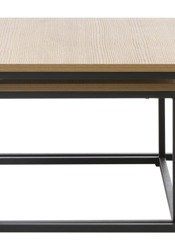 UNIQUE FURNITURE indskudsbord, kvadratisk - natur egemelamin og sort metal (s�t af 2)