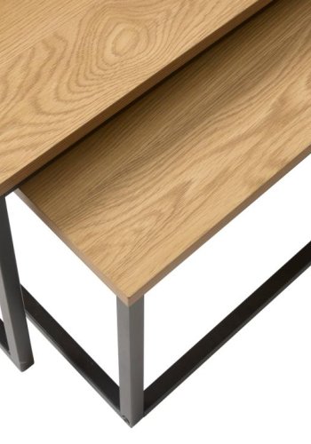 UNIQUE FURNITURE indskudsbord, kvadratisk - natur egemelamin og sort metal (s�t af 2)