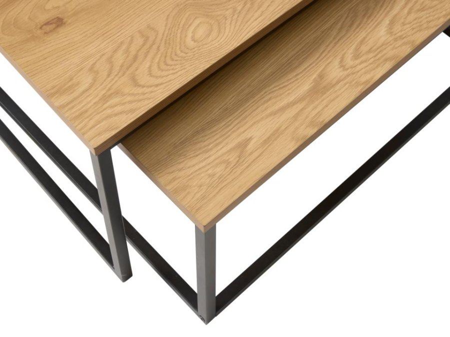 UNIQUE FURNITURE indskudsbord, kvadratisk - natur egemelamin og sort metal (s�t af 2)