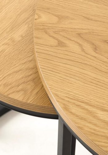 UNIQUE FURNITURE indskudsbord, rund - natur egemelamin og sort metal (s�t af 2)