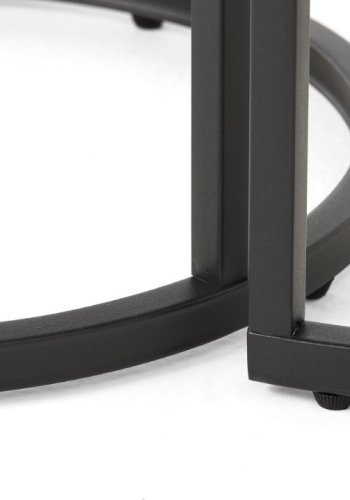 UNIQUE FURNITURE indskudsbord, rund - natur egemelamin og sort metal (s�t af 2)