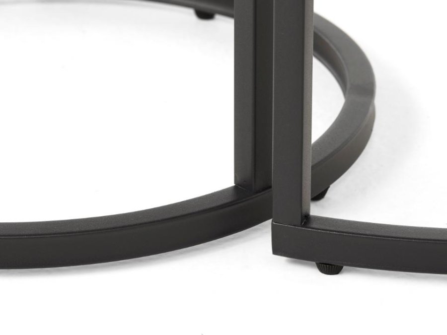 UNIQUE FURNITURE indskudsbord, rund - natur egemelamin og sort metal (s�t af 2)