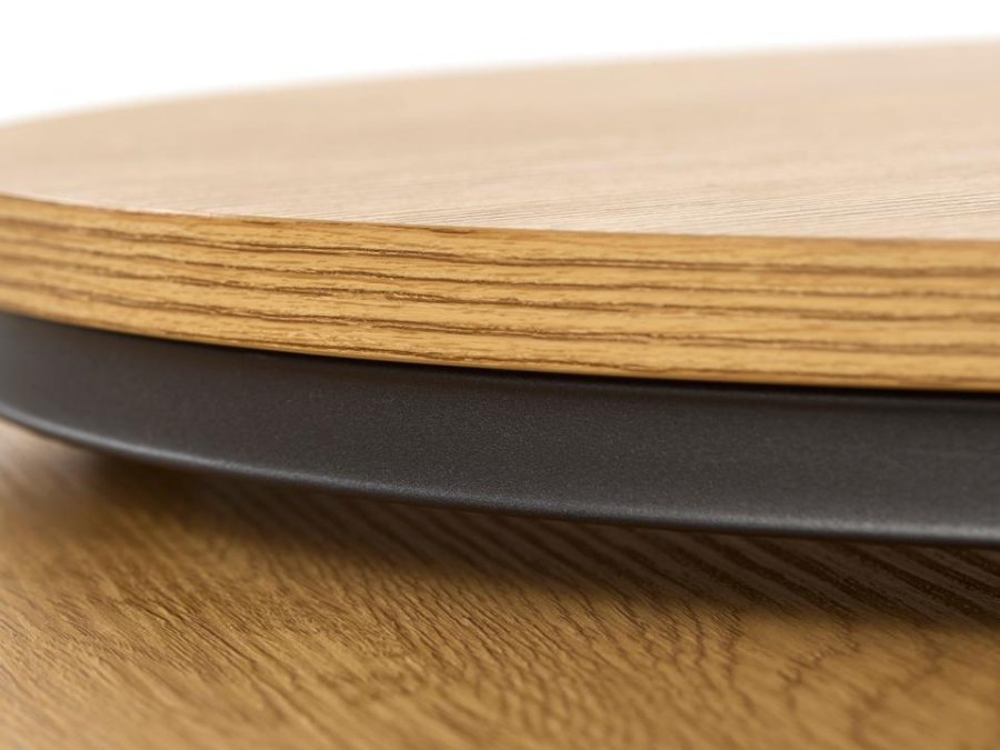 UNIQUE FURNITURE indskudsbord, rund - natur egemelamin og sort metal (s�t af 2)