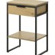 UNIQUE FURNITURE sidebord, m. 1 hylde og 1 skuffe - natur egemelamin og sort metal (40x30)