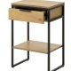 UNIQUE FURNITURE sidebord, m. 1 hylde og 1 skuffe - natur egemelamin og sort metal (40x30)