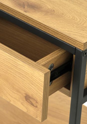 UNIQUE FURNITURE sidebord, m. 1 hylde og 1 skuffe - natur egemelamin og sort metal (40x30)