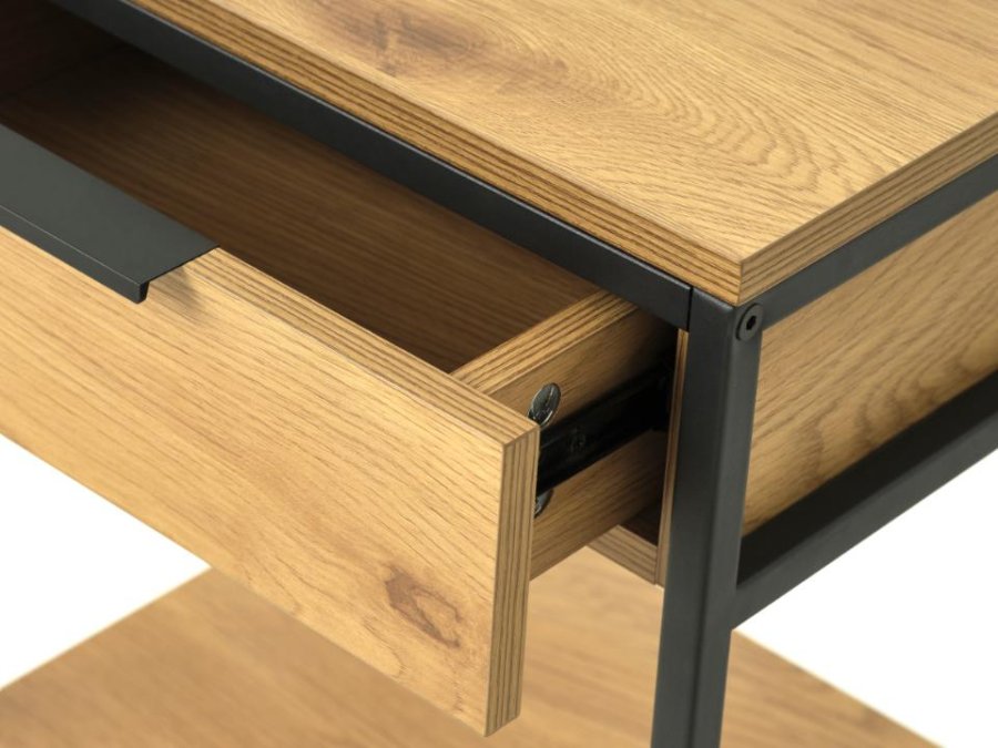 UNIQUE FURNITURE sidebord, m. 1 hylde og 1 skuffe - natur egemelamin og sort metal (40x30)