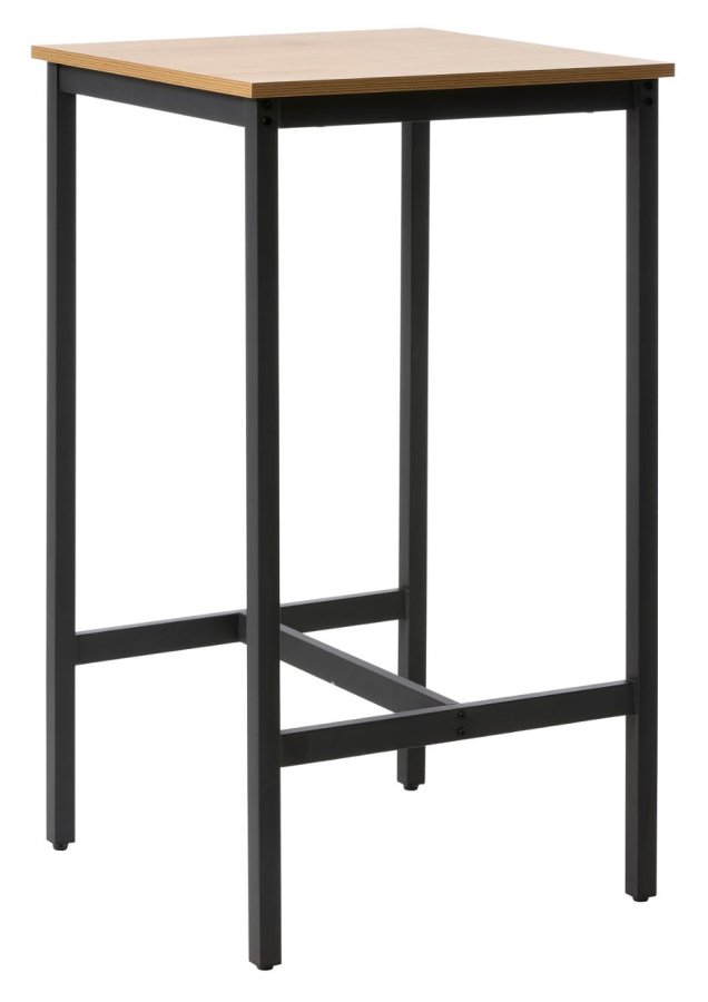 UNIQUE FURNITURE barbord, rektangul�r - natur egemelamin og sort metal (60x60)