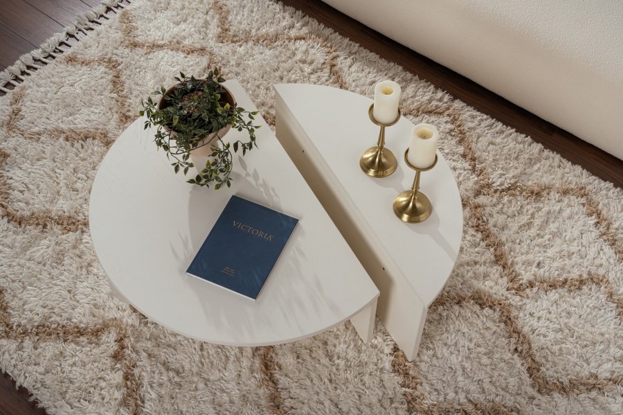 NORDVRK Orion salongbord - hvit tremelamin (sett med 2)