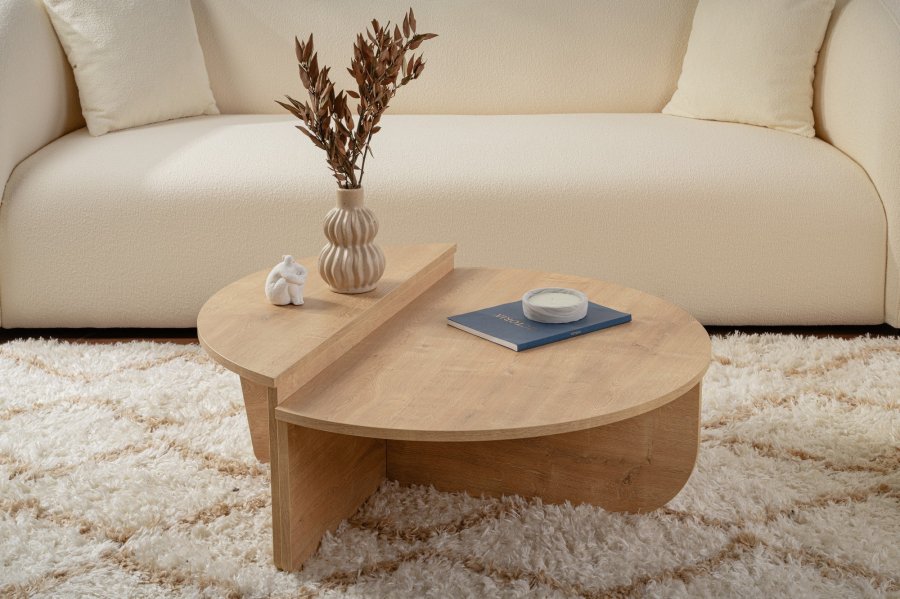 NORDVRK Orion salongbord - honning eikefarget melamin (sett med 2)