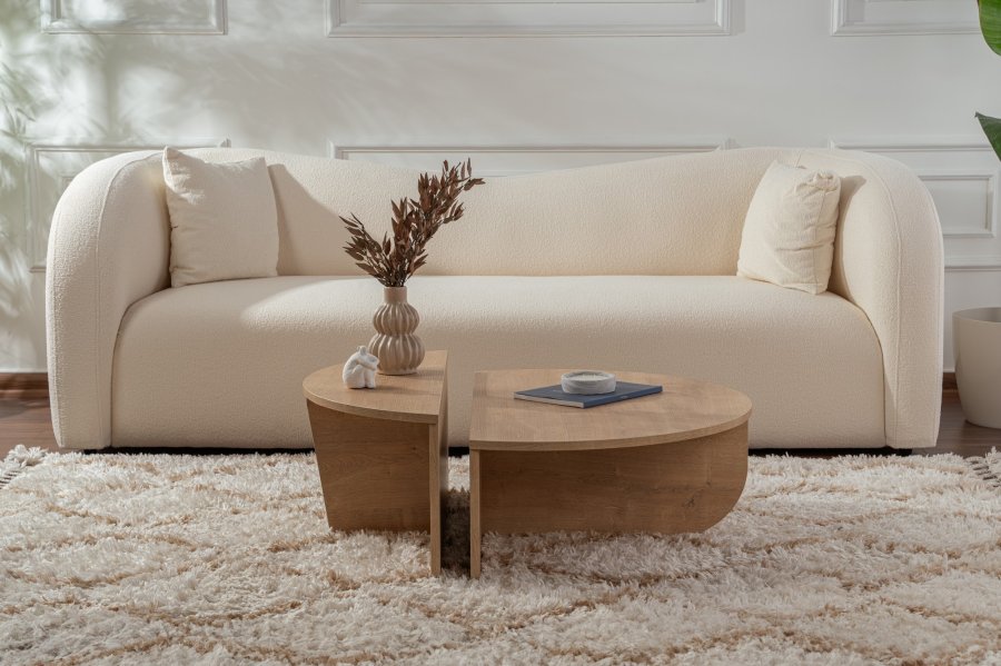 NORDVRK Orion salongbord - honning eikefarget melamin (sett med 2)