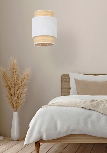 TK Boho loftlampe - natur str og hvid stof