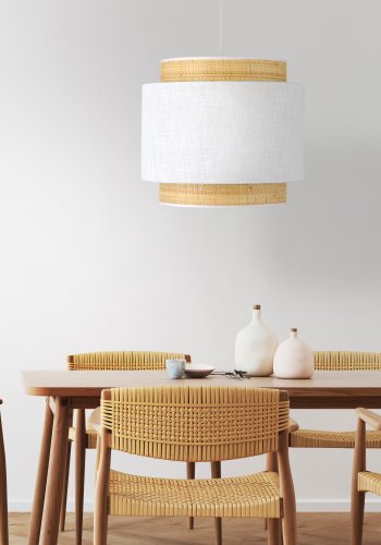 TK Boho loftlampe - natur str og hvid stof